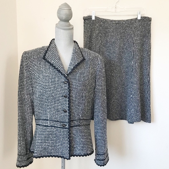 Talbots Dresses & Skirts - Talbots Tweed Wool Blazer Skirt Suit Black size 14